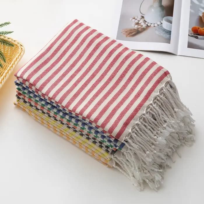 Serviette de plage turque rayée en coton 90*180CM, serviette de bain à franges pour sauna, spa, gym, sport, fitness, cuisine, douce, absorbante, séchage rapide