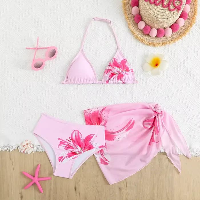 Maillots de bain UNITIM pour filles de 7 à 16 ans, maillots de bain deux pièces imprimés de fleurs d