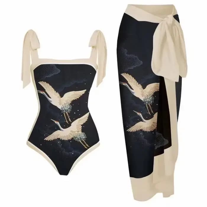 Maillot de bain une pièce imprimé rétro pour femmes