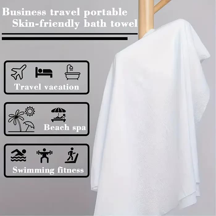 Lot de 1 serviette de bain jetable portable, plus grande et plus épaisse, emballée individuellement, confortable pour le bain, très absorbante, adaptée aux voyages d'affaires, à la maison, à la salle