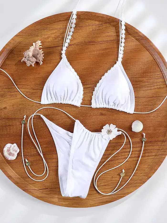 Maillot de bain blanc Rinabe à fleurs