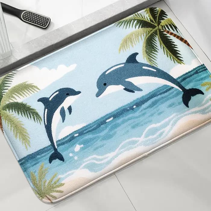 Tapis de salle de douche de plage et de bord de mer