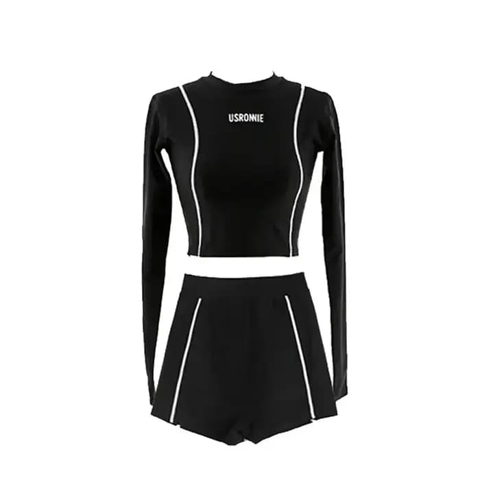 Maillot de bain deux pièces à manches longues pour femme, patchwork, vêtements de plage, piscine, sp