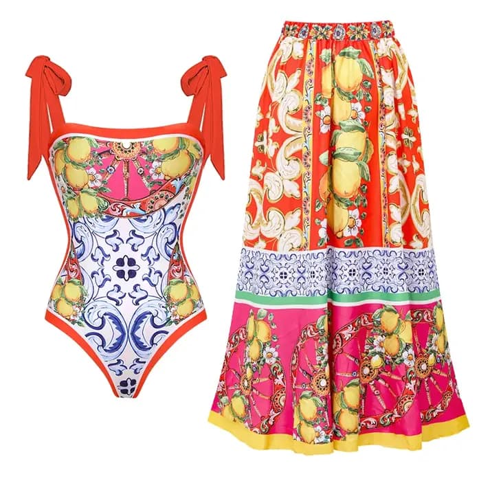 Maillot de bain une pièce imprimé à motif Vintage