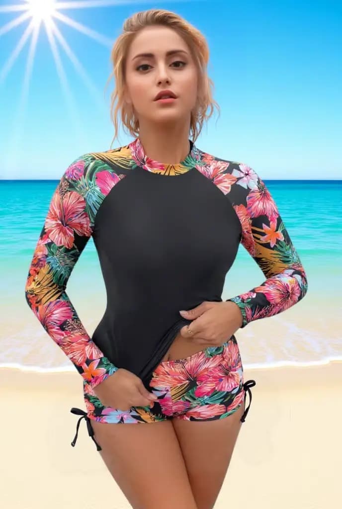 Combinaison à manches longues Maillot de bain de surf deux pièces Maillot de bain de compétition de