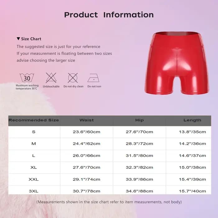 Shorts en PU effet mouillé pour femmes