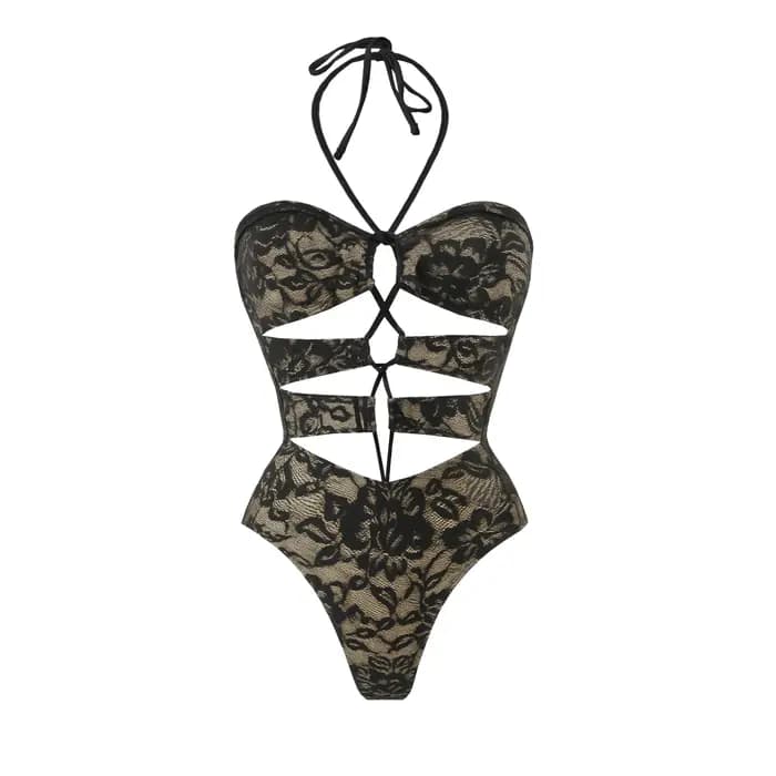 Maillot de bain une pièce en dentelle avec jupe