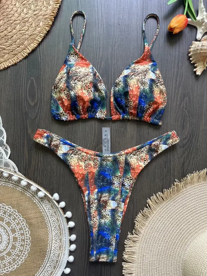 Maillot de bain micro sexy pour femme, ensemble bikini brésilien imprimé, string, tenue de plage