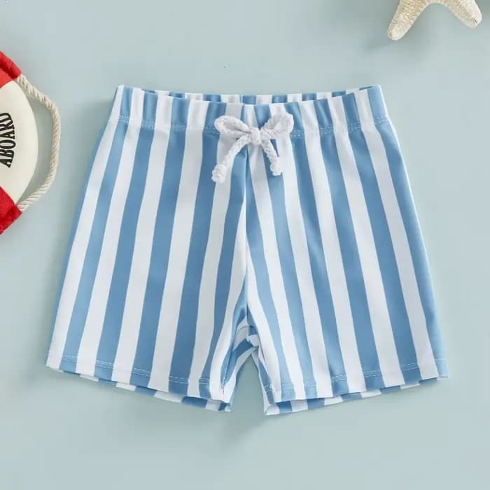 Maillot de bain pour bébés garçons, imprimé à rayures, taille élastique, short de plage, short de planche pour enfants