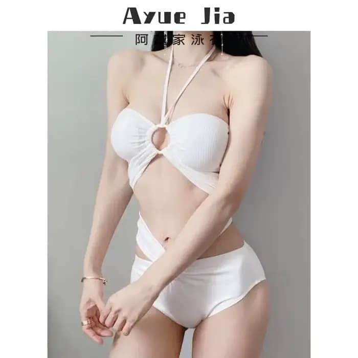 Maillot de bain une pièce femme licou minceur 2025 nouveaux petits seins chauds rassemblés pour tremper dans le printemps chaud pur désir maillot de bain