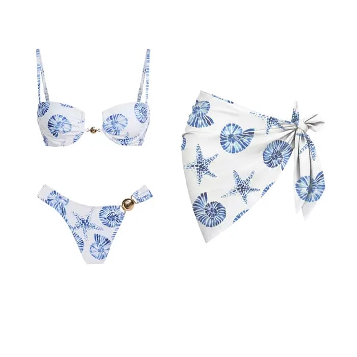 SEAURAL 2026 Nouveau Lot de 3 Maillots de Bain Sexy Rétro Imprimés pour Femme, Bikini à Lacets, Maillot de Bain Dos Nu, Tenue de Plage Été