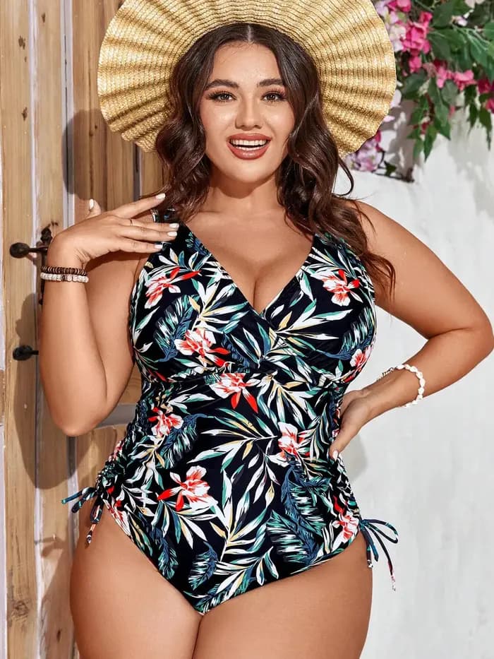 Nouveau Maillot de Bain Une Pièce Imprimé Grande Taille Sexy avec Cordon de Serrage pour Femme Enceinte 2026 – Idéal pour la Natation (Importation Transfrontalière)