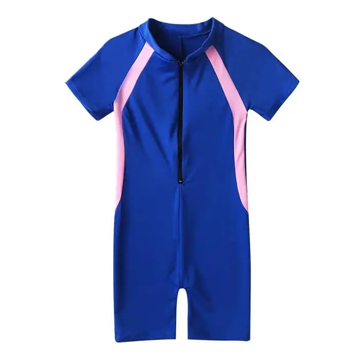 Combinaisons maillot de bain filles manches courtes enfants une pièce maillot de bain fermeture éclair Shorty combinaison enfants éruptions cutanées plage maillots de bain
