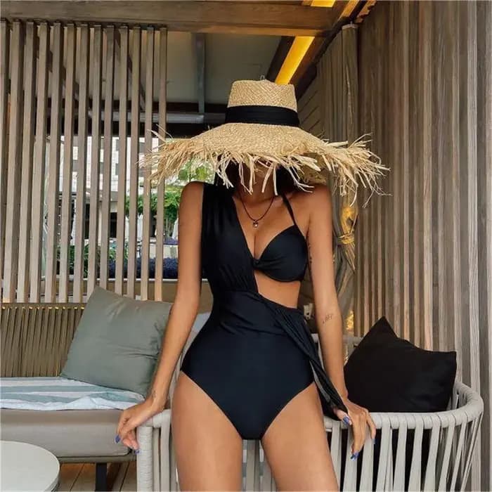 Maillot de bain une pièce noir pour femmes
