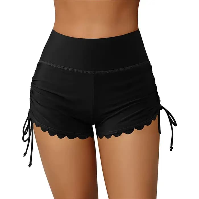 Short de bain taille haute pour femme, short de bain, short de surf, short de bain pour femme, short de proximité, ourlet ondulé, solide, été