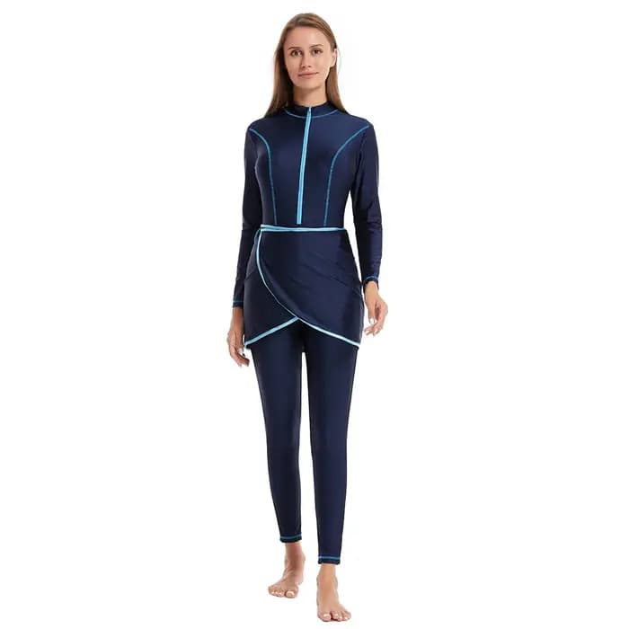 Maillots de bain modestes musulmans 2026 avec hijab, maillot de bain de plage 3 pièces pour femmes, tenue de natation islamique à manches longues pour femmes