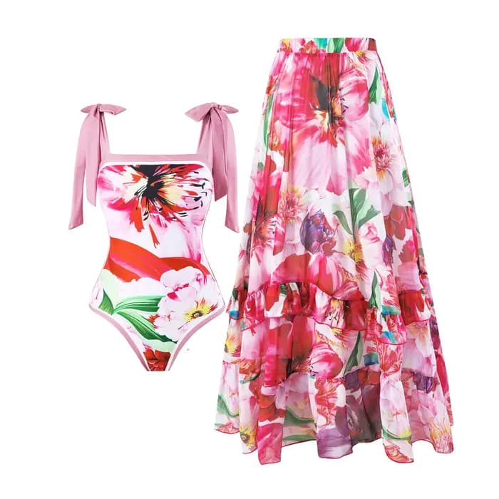 Maillot de bain une pièce à volants pour femmes
