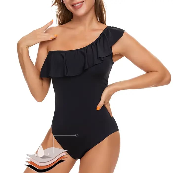 Maillot de bain menstruel asymétrique, quatre couches anti-fuites et absorbantes, maillot de bain d'