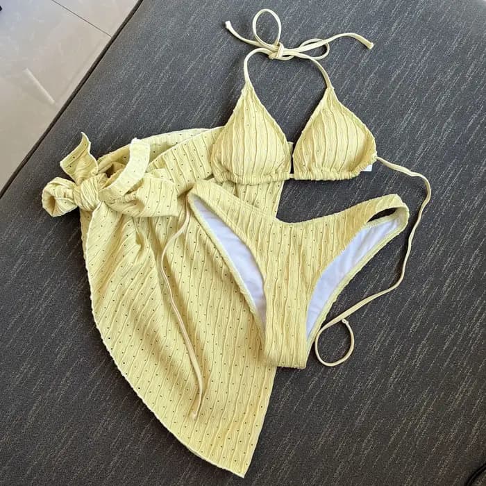 Bikini Halter 3 Pièces Femme en Matière Spéciale