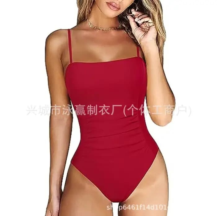 Nouveau Maillot de Bain Une Pièce Femme 2025 – Couleur Unie Multicolore