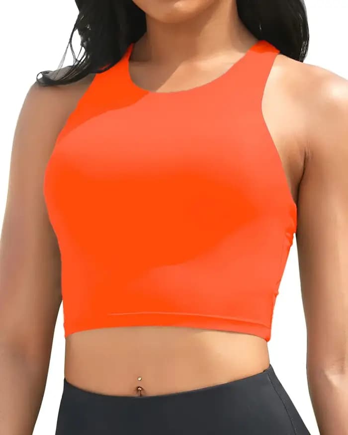 2026 Haut de maillot de bain sportif rembourré pour femme, uni