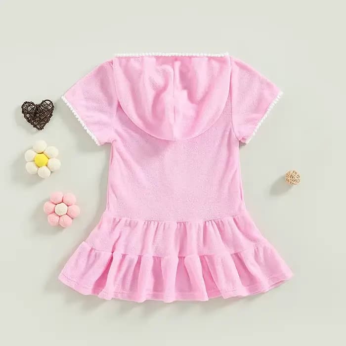 Robe de plage à capuche pour petites filles, Cover-Up pour enfants, maillot de bain, absorbant, en éponge, nouvelle collection