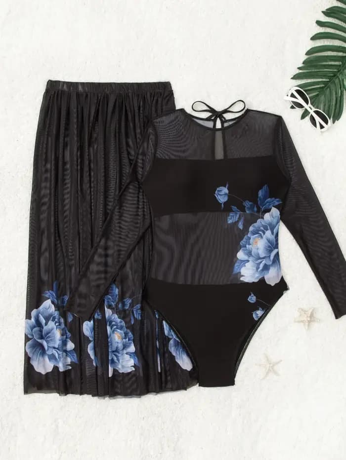 Maillot de bain une pièce à manches longues pour femmes