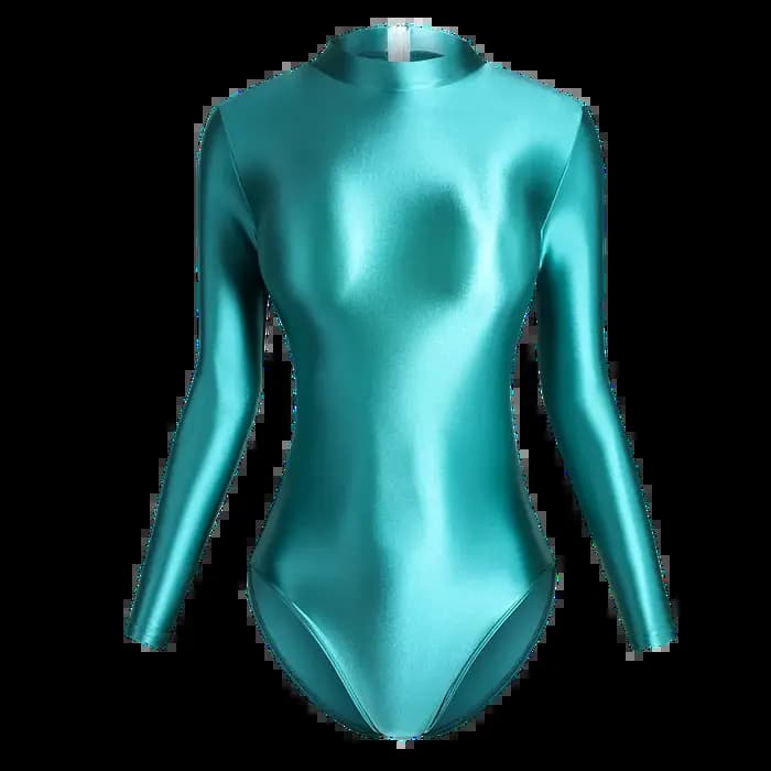 Maillot de bain une pièce en Satin brillant japonais, Sexy, dos serré, fermeture éclair, coupe haute