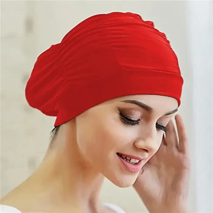 Bonnet de bain unisexe pour femmes et filles aux cheveux longs, extensible, taille unique, en nylon élastique, style turban, pour piscine et sport