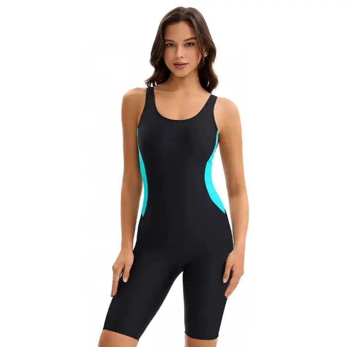 Maillot de bain une pièce modeste pour femme, coupe athlétique dos nageur avec shorty, couvrant entièrement le corps