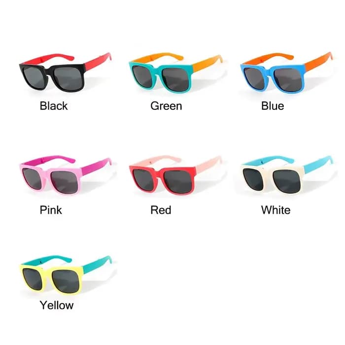 Lunettes de soleil à monture carrée pour enfants, lunettes d'extérieur pliables pour enfants, lunett