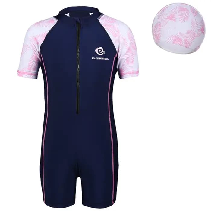 Maillot de bain enfant fille fermeture éclair une pièce costume enfants crème solaire séchage rapide à manches courtes