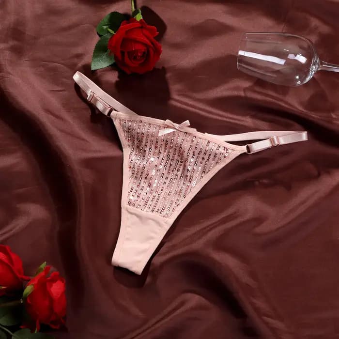 String pour femme réglable, sexy, double, fin, taille basse, scintillant, respirant, en dentelle, sous-vêtements féminins
