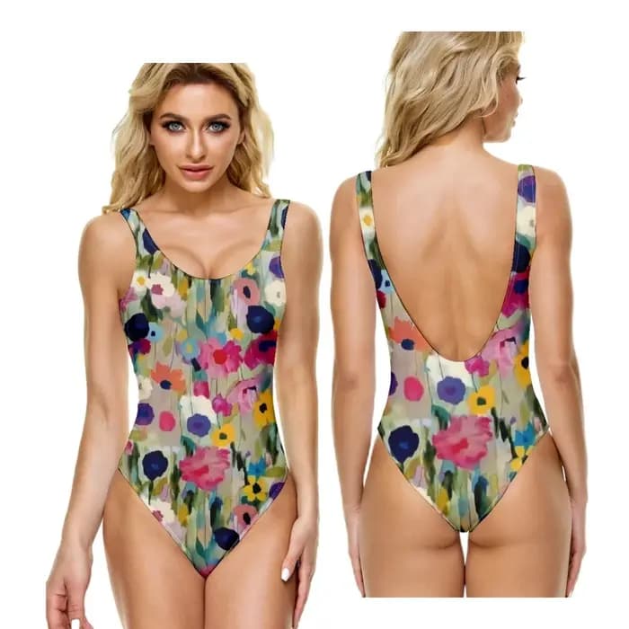 Maillot de bain une pièce Audacieux Dahlia fleurs décontracté ventre contrôle plage costier grand-mère maillots