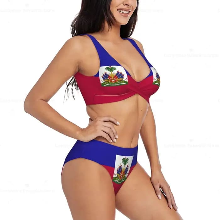 Haïti drapeau femmes Bikini ensemble maillot de bain Push Up