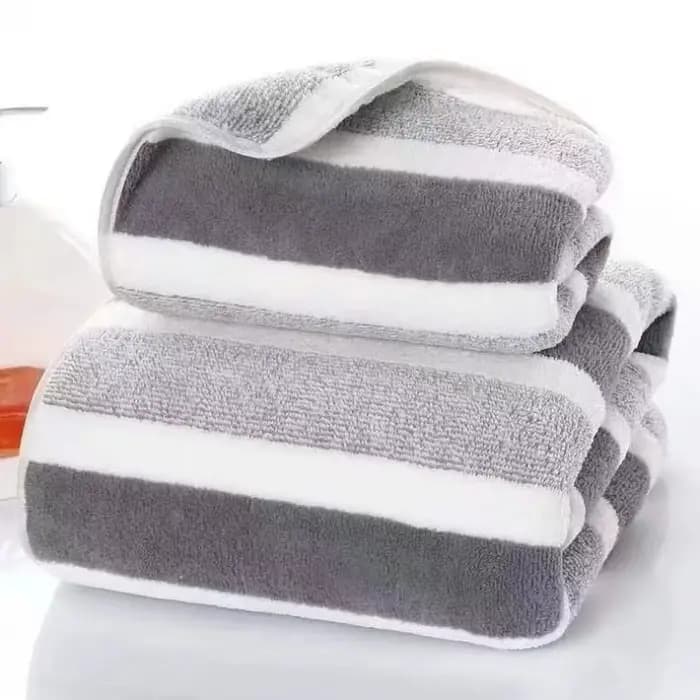 Titre optimisé : serviette de bain en polaire corail épaisse – Rayure large et douce et absorbante