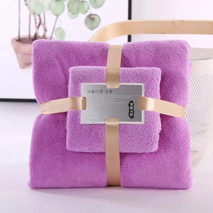 Ensemble de serviettes de bain en velours corail, 2 pièces, Super douces, très absorbantes, à séchage rapide, pour adultes, hôtel et Spa