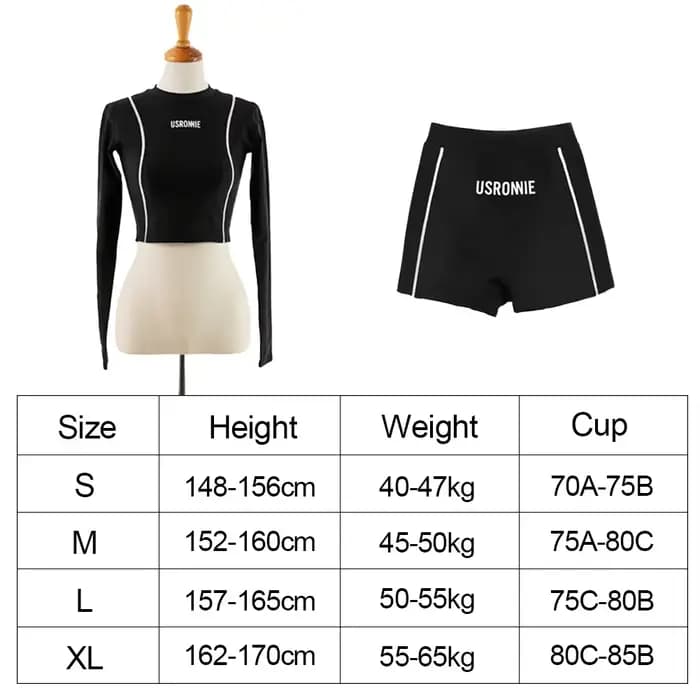 Maillot de bain deux pièces à manches longues pour femme, patchwork, vêtements de plage, piscine, sport, short