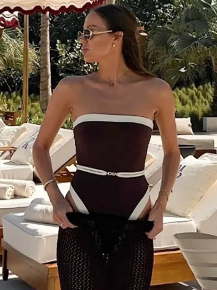 2025 nouveau Sexy maillot de bain bandeau femmes une pièce maillot de bain femme Patchwork body Monokini maillot de bain maillots de bain maillot de bain