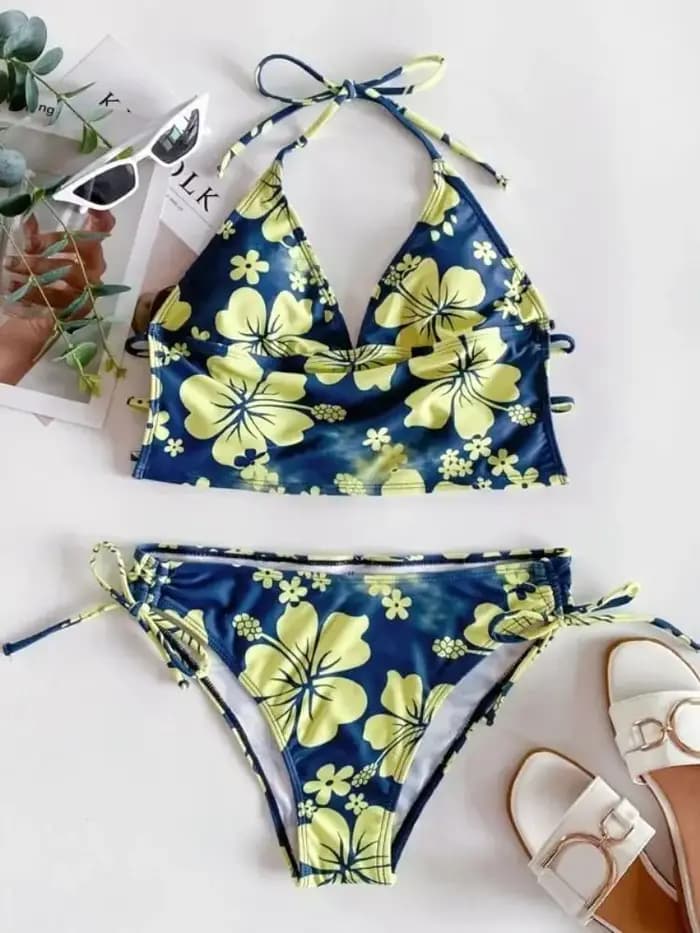 Cikini-Ensemble bikini licou à imprimé floral pour femme