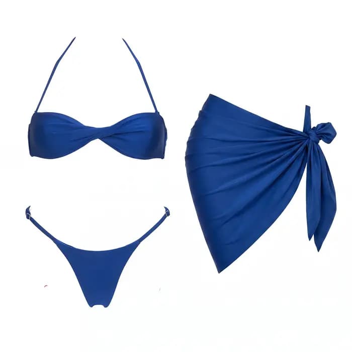 Bnadeau Ensemble 3 pièces sexy : Bikini avec paréo