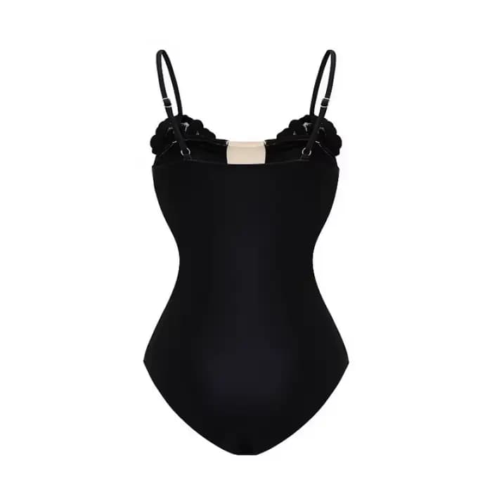 Maillot de bain une pièce sexy à motif floral et jupe, maillot de bain noir pour femme, tenue de plage, robe de plage, paréo