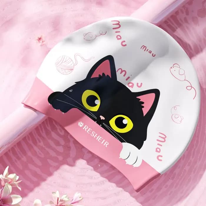Bonnet de natation imperméable à imprimé de dessin animé pour enfants, bonnet de natation mignon pour garçons et filles, protection des oreilles, accessoires de piscine