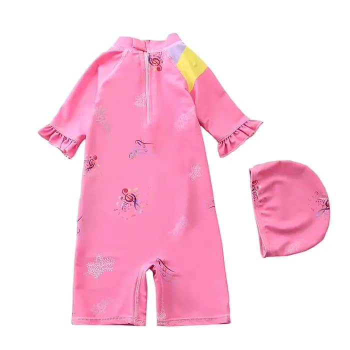 Maillot de bain une pièce pour filles, protection UV, avec chapeau, Costume de sirène pour la plage d'été