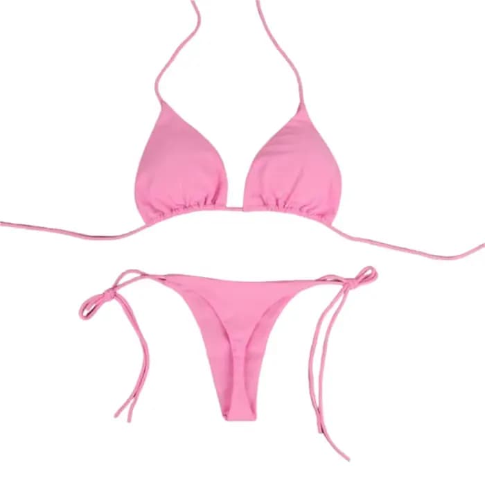 Ensemble bikini sexy 2025 couleur unie avec haut dos nu