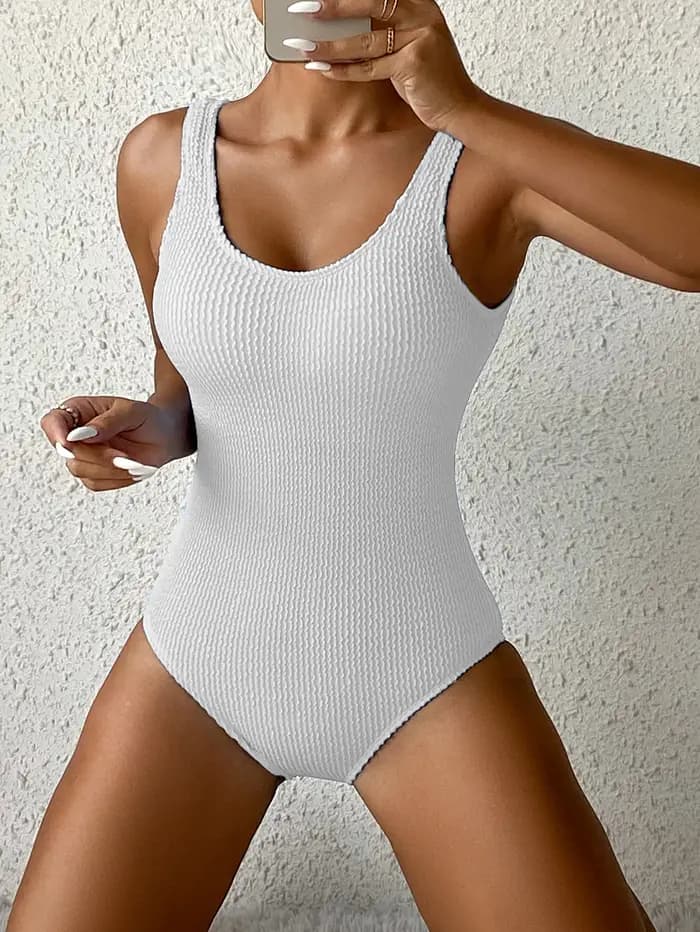 Maillot de bain une pièce en tissu plissé fluorescent