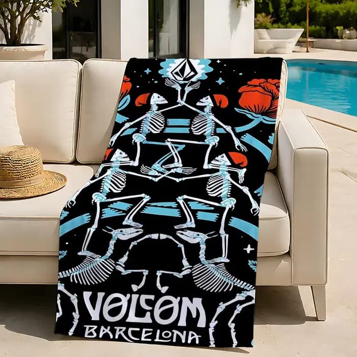 Serviette de plage de marque V-Volcom, serviette de bain absorbante à séchage rapide pour la natation, la gym, le camping, les activités de plein air