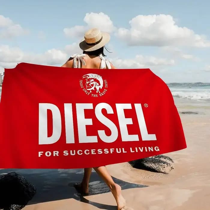 Serviette de bain en microfibre avec logo D-DIESEL, douce, absorbante, respirante, pour filles et enfants, serviette de plage décorative à motif de dessin animé