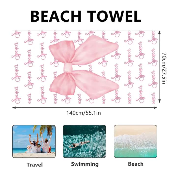 Serviettes de plage personnalisées avec grand nœud pour enfants filles