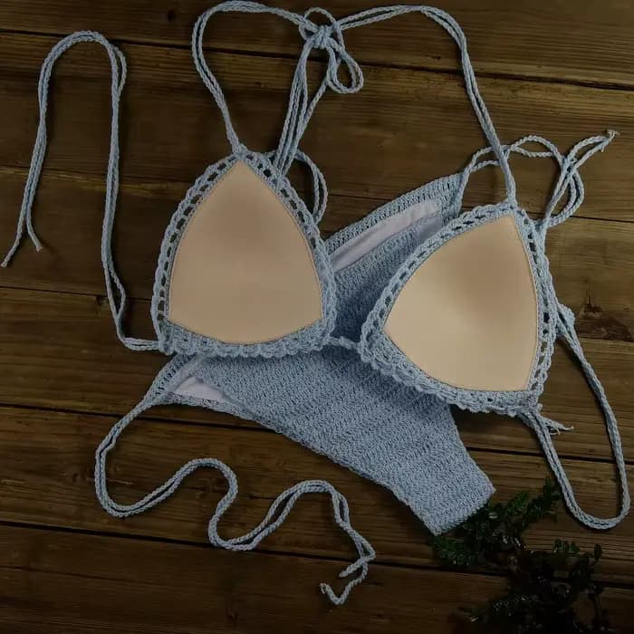 Maillots de bain pour femmes, maillot de bain push-up, ensembles de bikinis au crochet faits à la main, shorts de bain avec doublure
